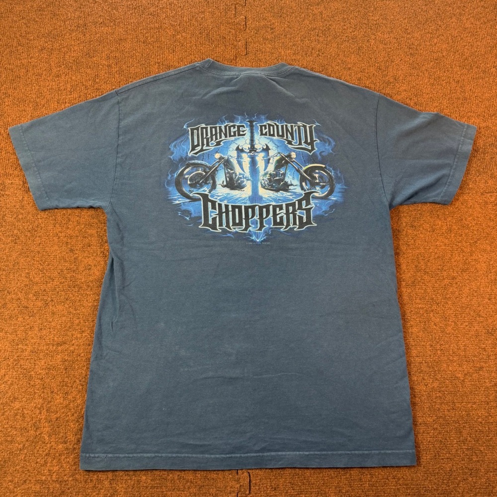 B- Orange County Choppers‎ T-Shirt Mens Large Blue Vintage Biker Graphic Tee OCC